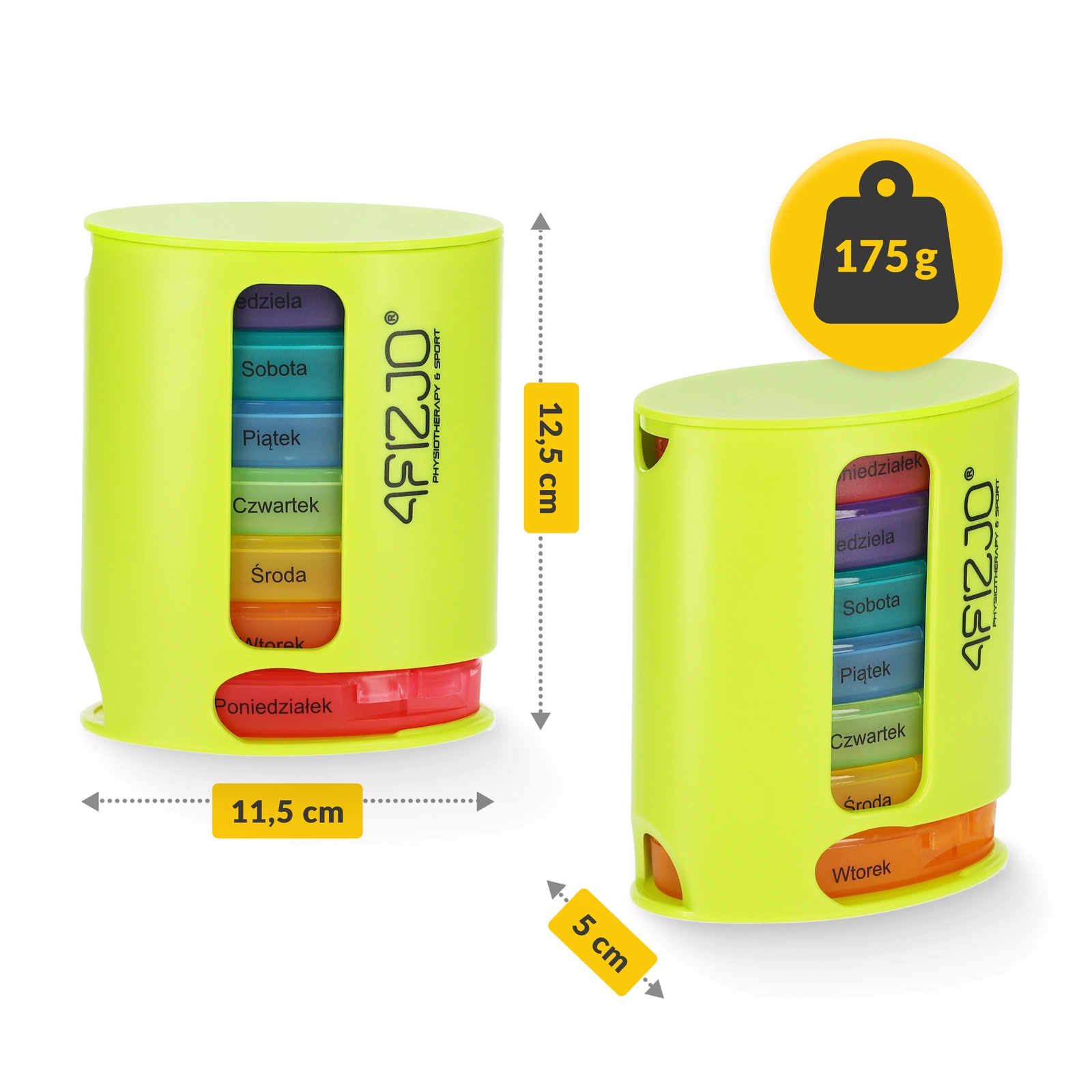 4Fizjo MAX Weekly Pill Organizer with 4 Daily Compartments, Multicolor