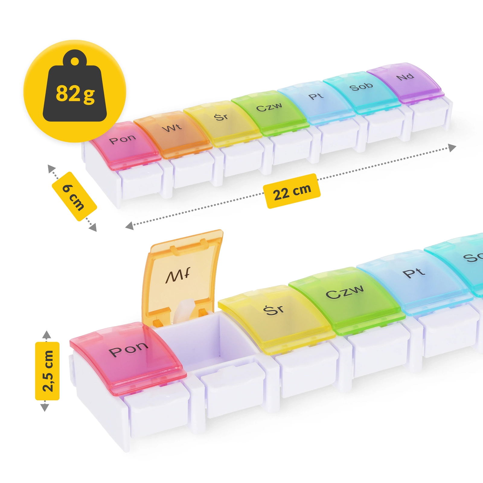 4Fizjo EASY Weekly Pill Organizer, Multicolor