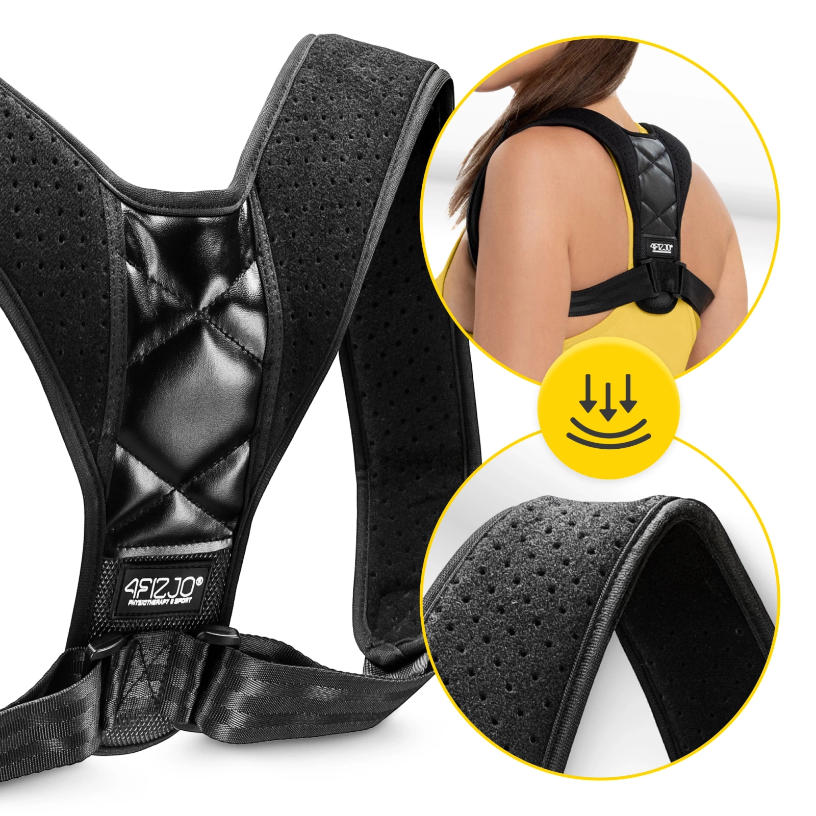 4Fizjo Posture Corrector for Back, Black