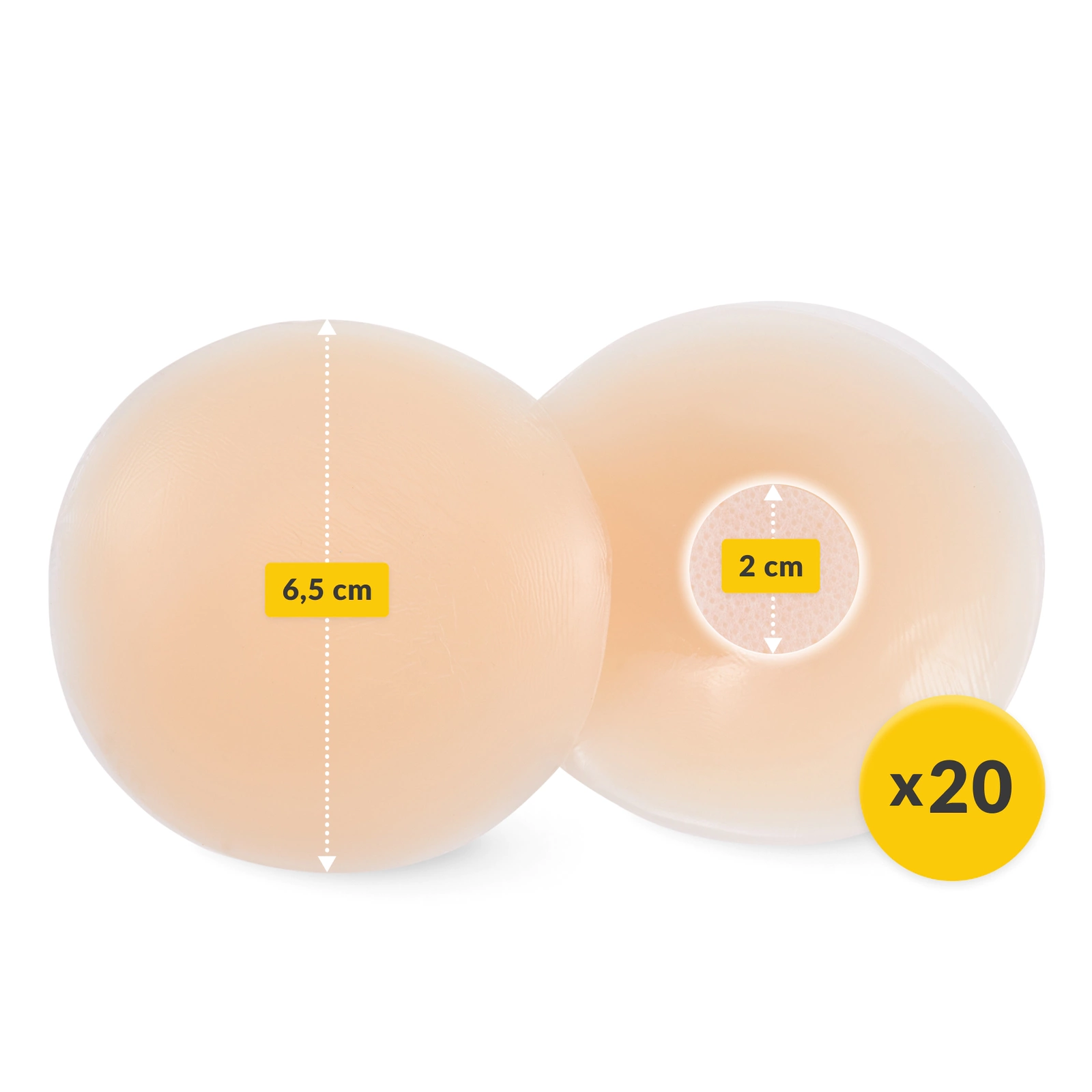 4Fizjo Silicone Nipple Covers, Teardrop Shape, Beige, 20 Pcs