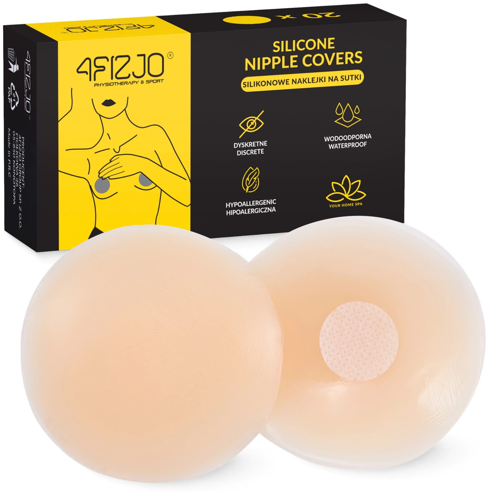 4Fizjo Silicone Nipple Covers, Teardrop Shape, Beige, 20 Pcs