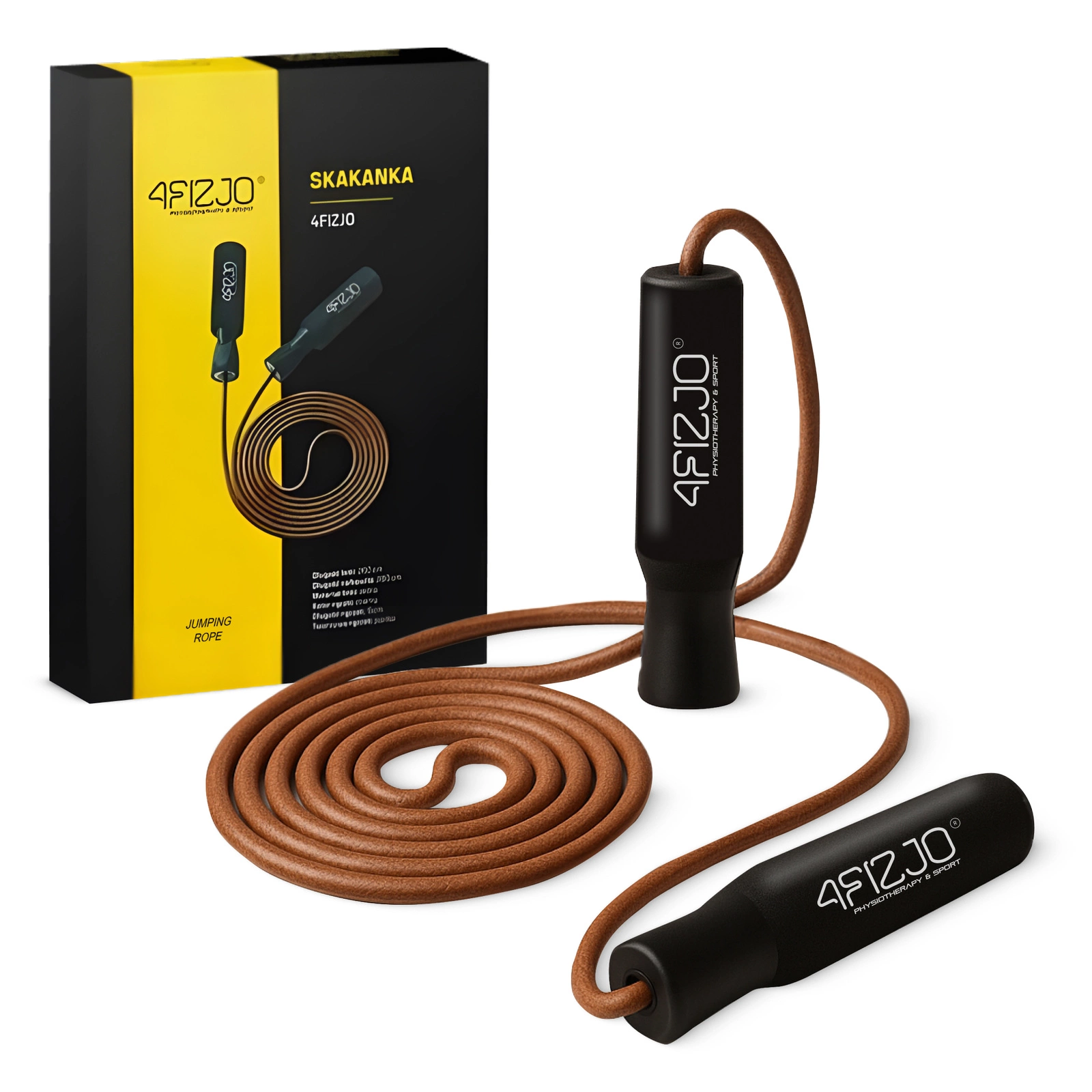 Leather Boxing Jump Rope with Bearings 4FIZJO for CrossFit & Cardio Workouts