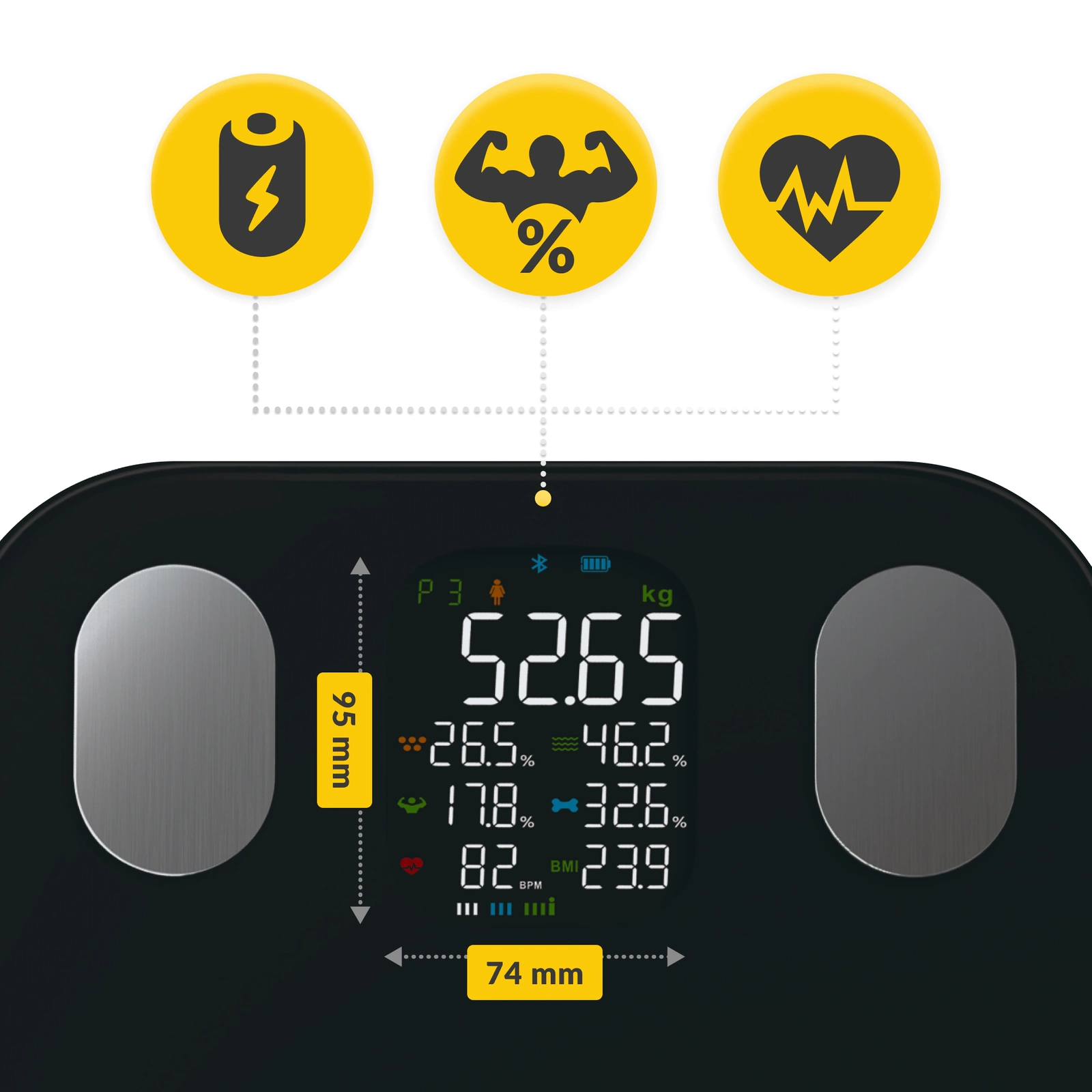 4Fizjo 1521 PRO analītiskie svari ar Bluetooth un Wi-Fi, melni