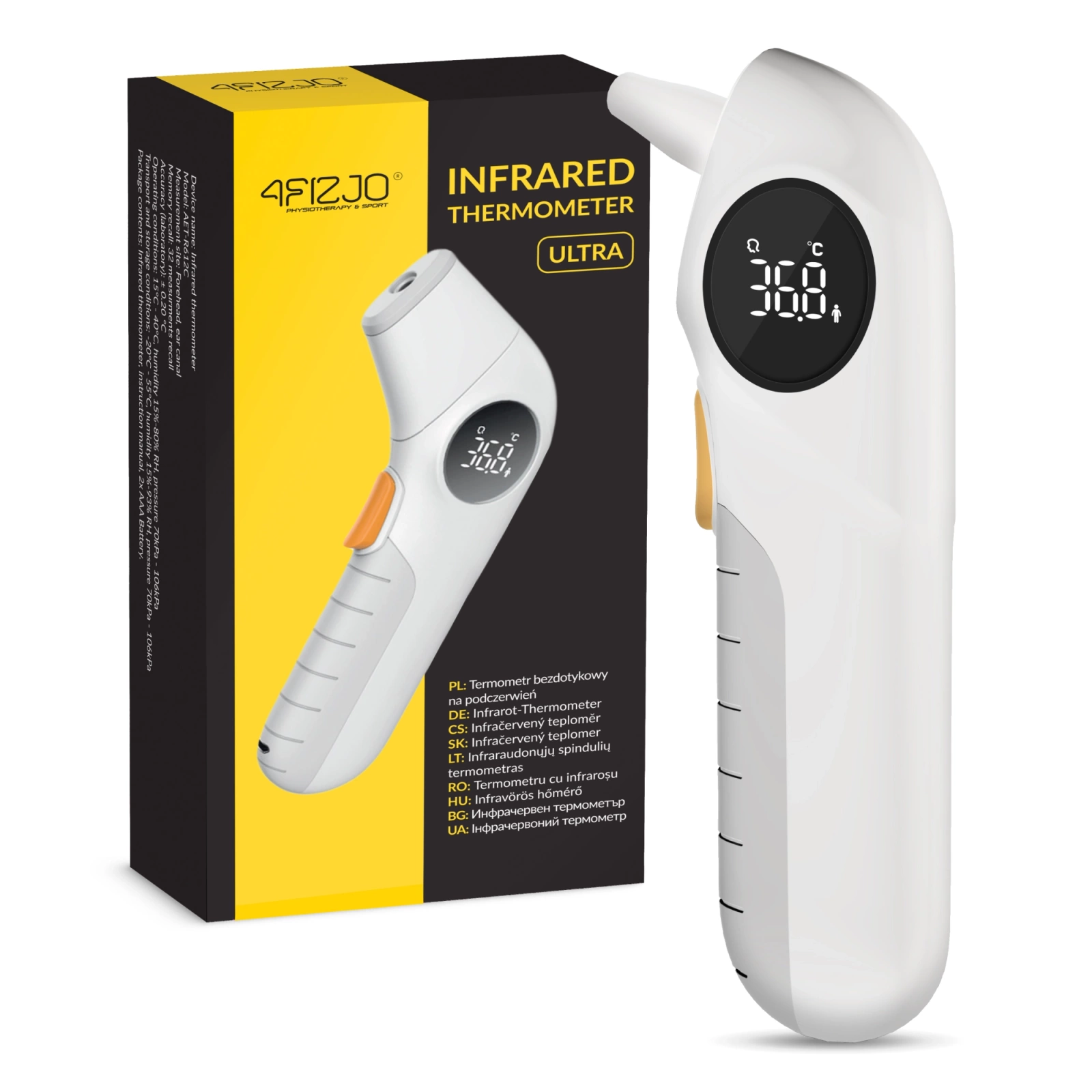Non-Contact Infrared Thermometer ULTRA 4FIZJO for Forehead and Ear