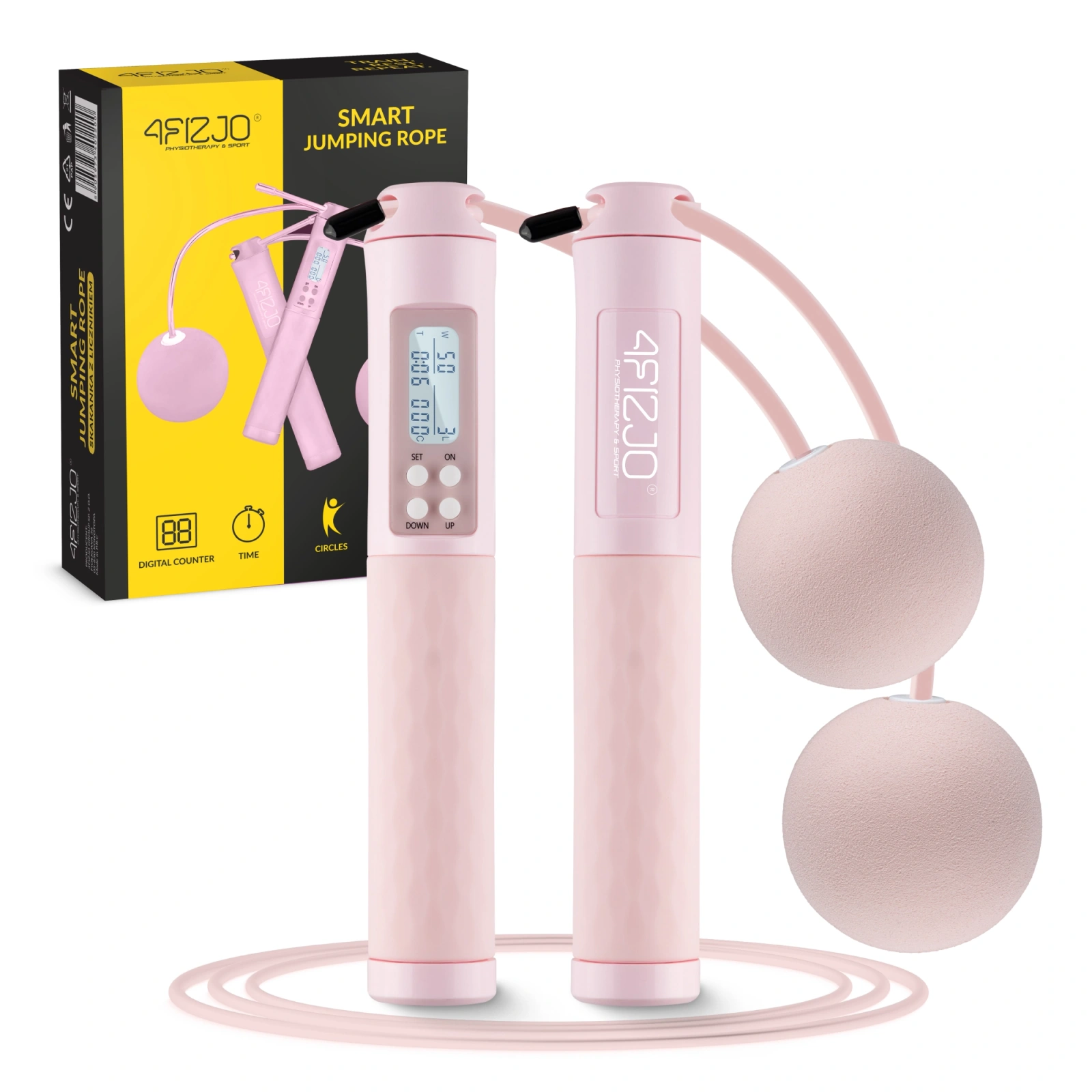 Jump Rope with Counter 4FIZJO 2-in-1 Cordless, Pink