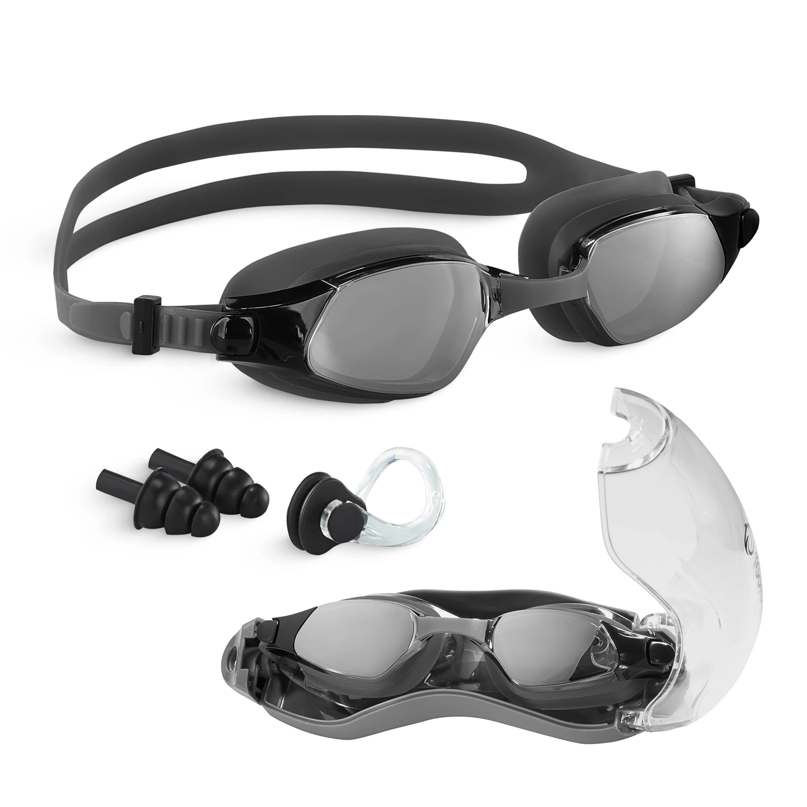 TSUNAMI Anti-Fog Swimming Goggles with UV Protection for Adults, Black