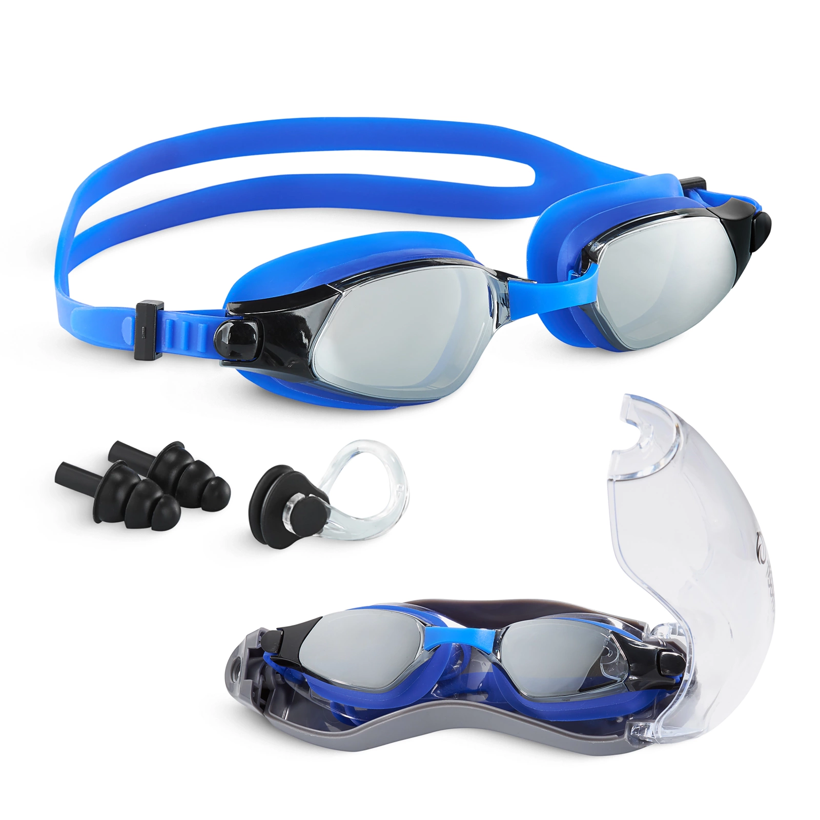 TSUNAMI Anti-Fog Swimming Goggles with UV Protection, No-Leak Design for Adults, Blue