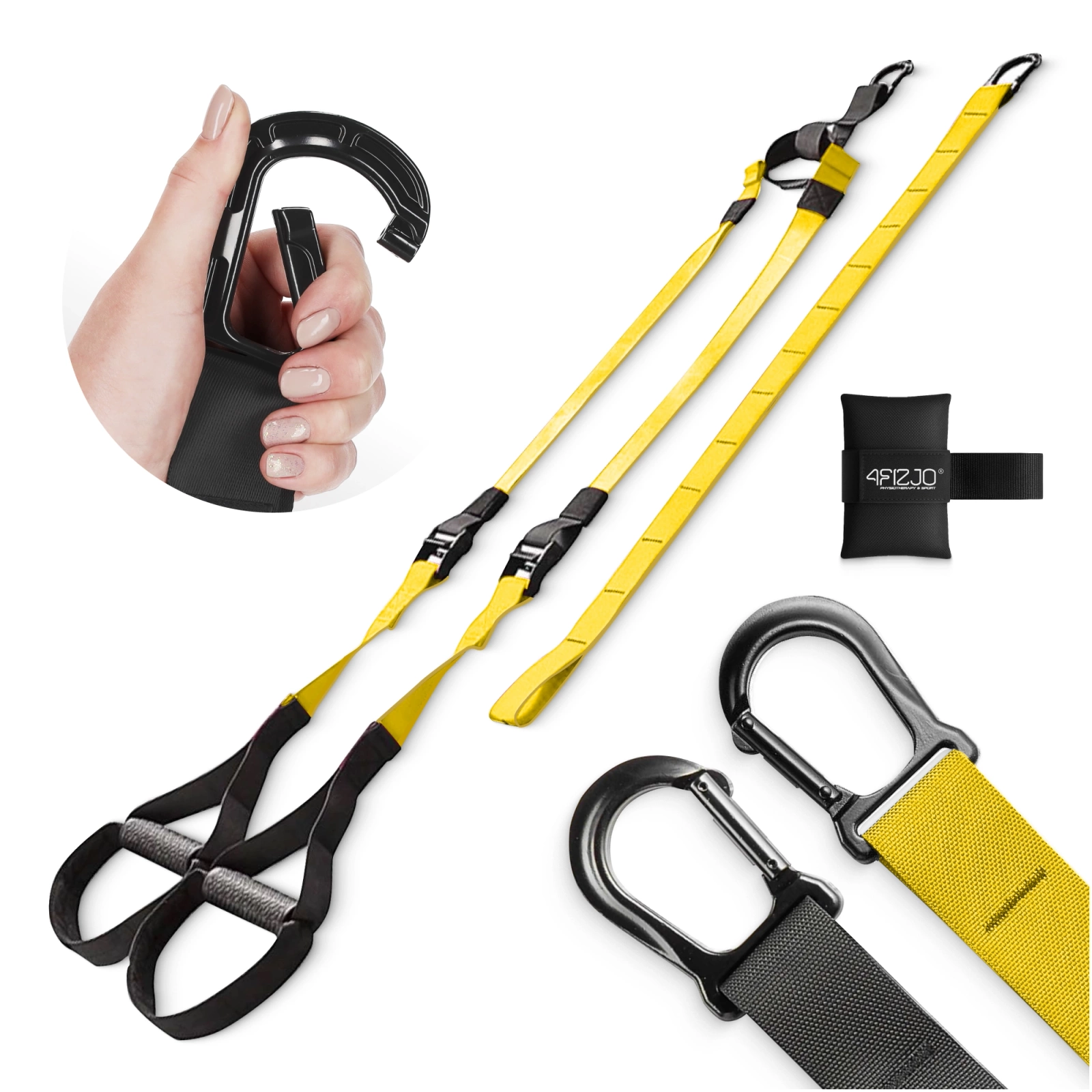 Suspension Trainer Fitness Straps for Home Gym Full Body Workout, Yellow