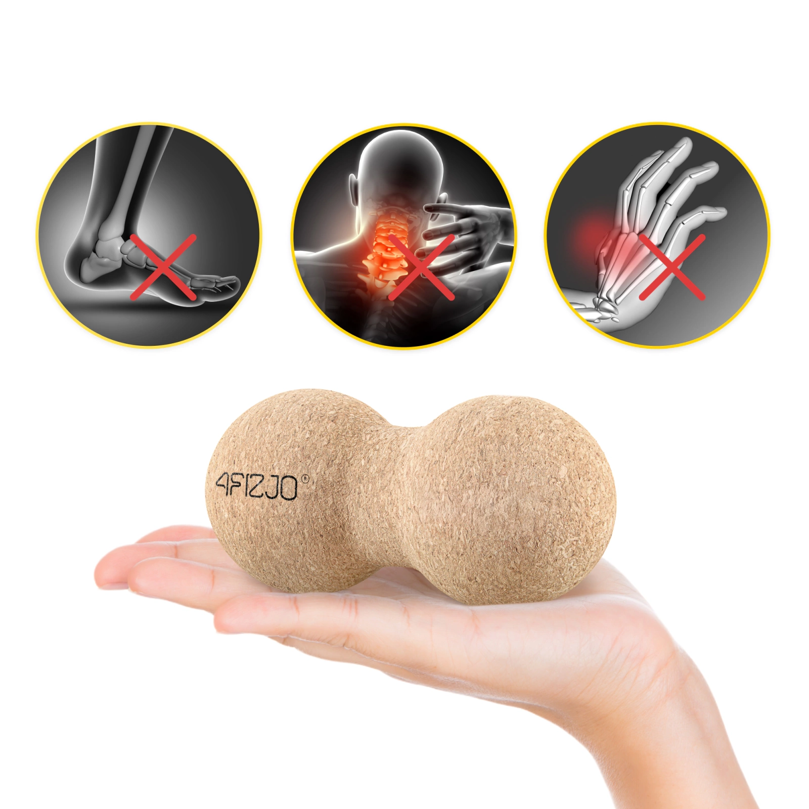 4Fizjo dubultā korķa masāžas bumbiņa, 13.5 cm, brūna