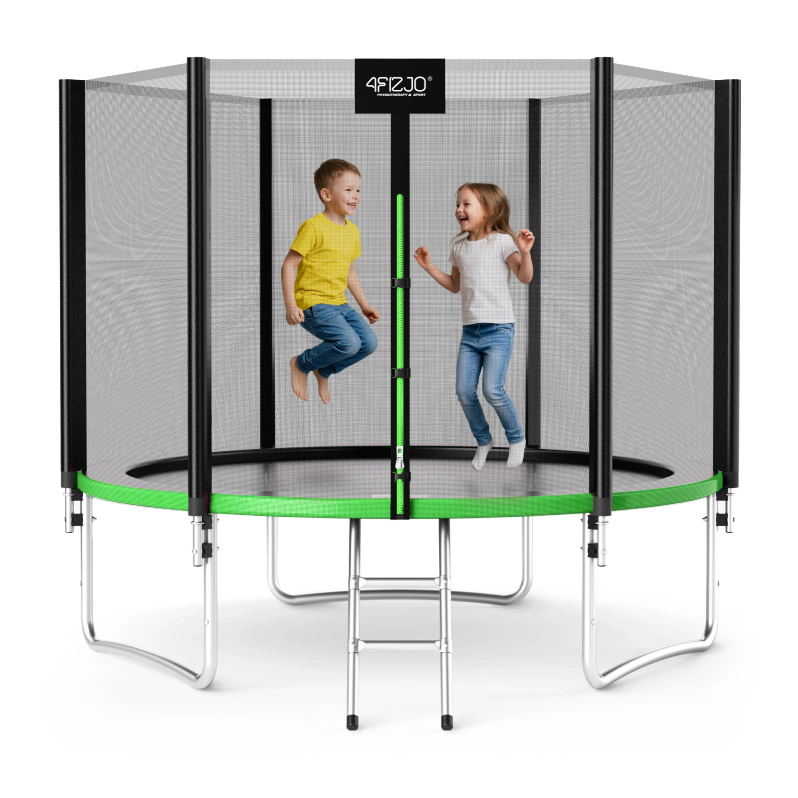 4Fizjo CLASSIC 312 cm (10 FT) Garden Trampoline with Safety Net, Green/Black