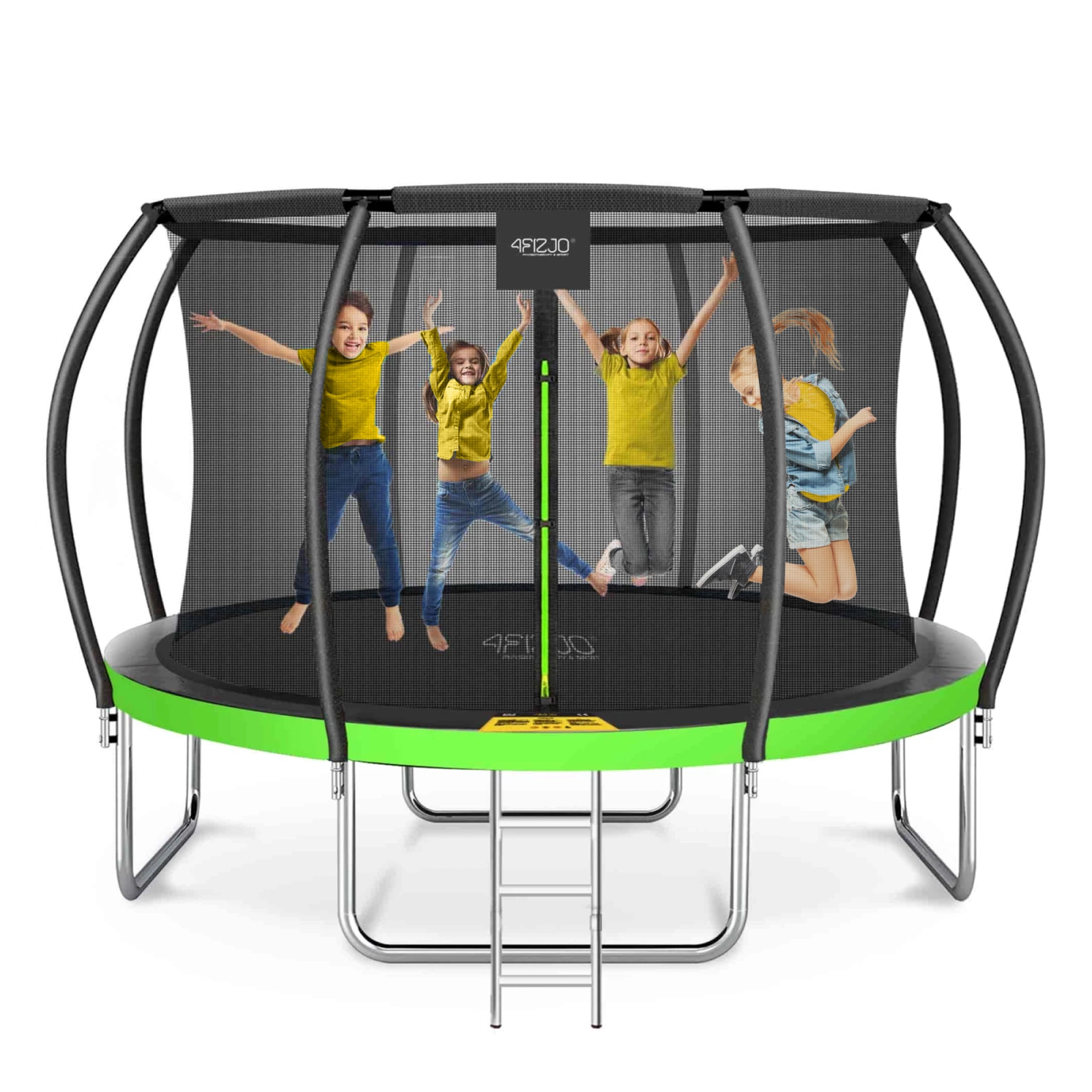 Kids Garden Trampoline PRO 14FT 435cm 4FIZJO, green-black