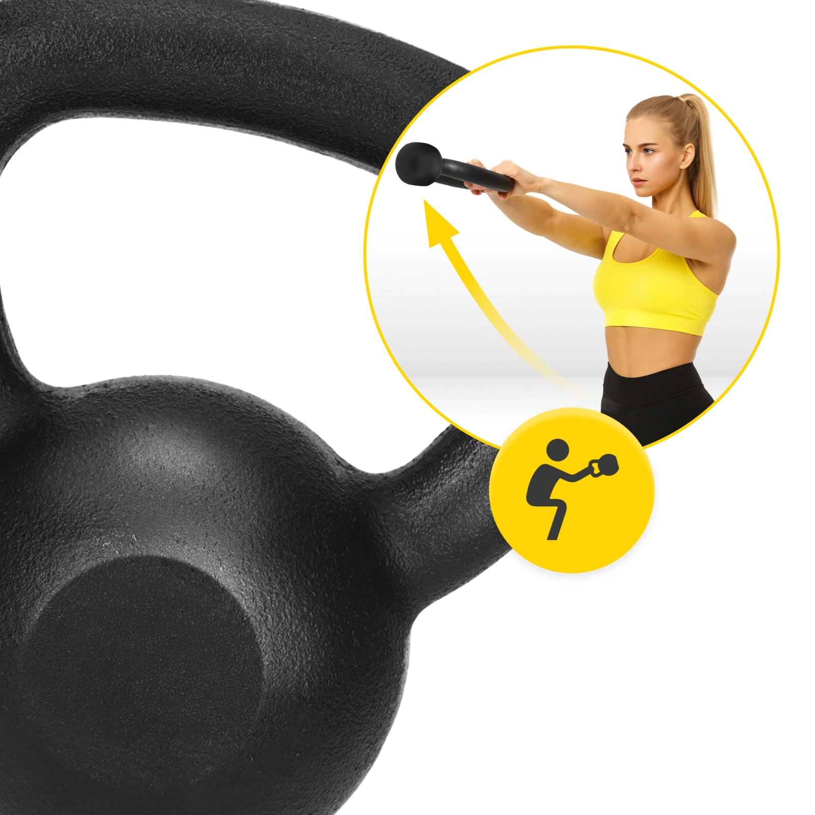 Cast Iron Kettlebell 8 kg 4FIZJO for Strength Training, Black