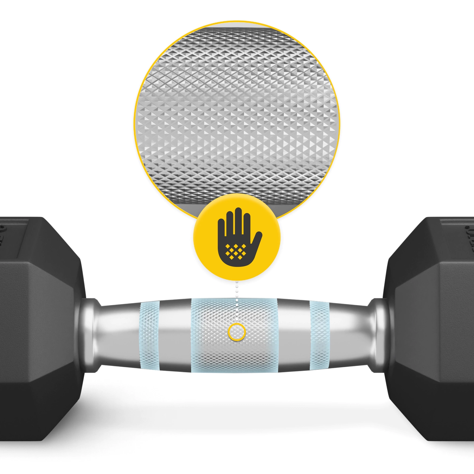 4Fizjo HEX Steel Dumbbell with Rubber Coating, 10 kg, Black