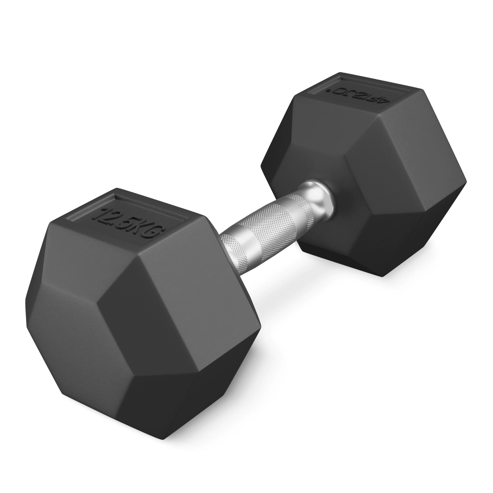 Hexagonal Steel Dumbbell 4FIZJO HEX 12.5 kg, Black