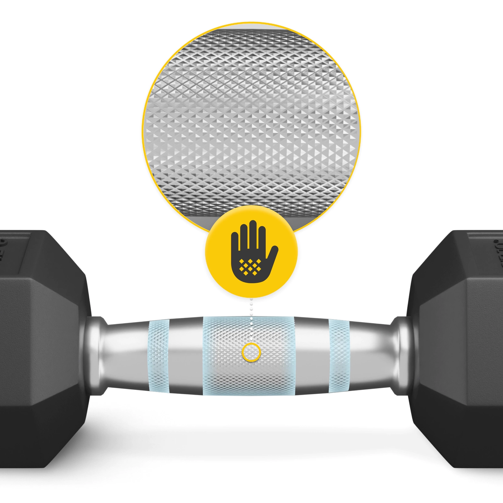 4Fizjo HEX Rubberized Steel Dumbbell 15 kg, Black