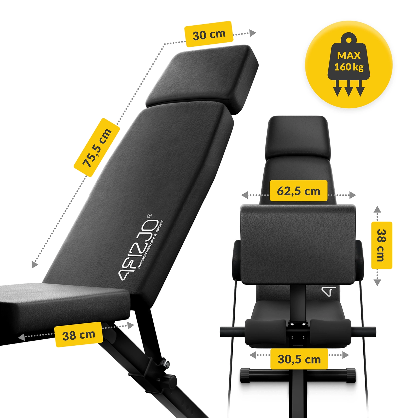 4Fizjo 1503 Adjustable Training Bench PRO, Black