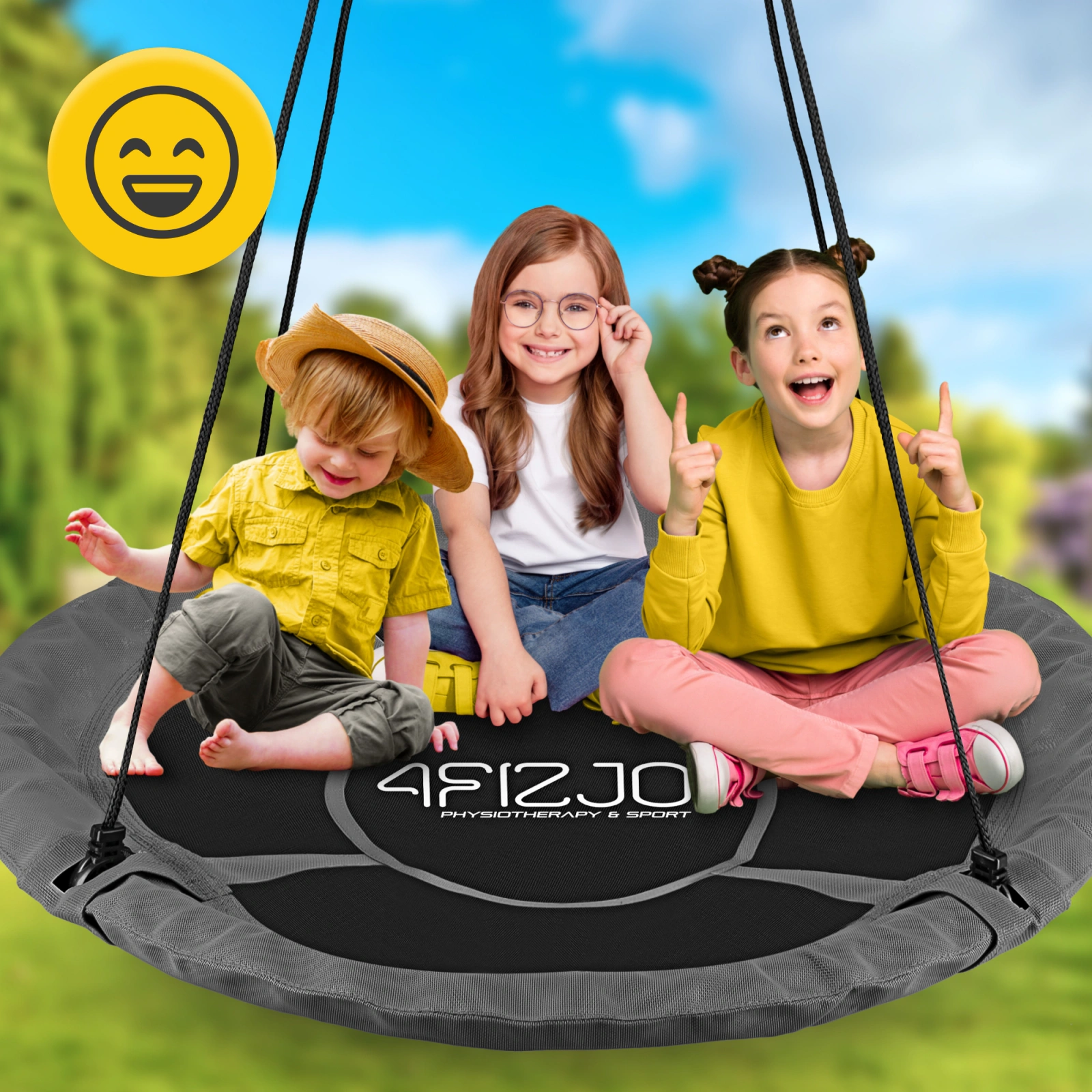 Kids Outdoor Nest Swing XXL 4FIZJO 120 cm, Grey