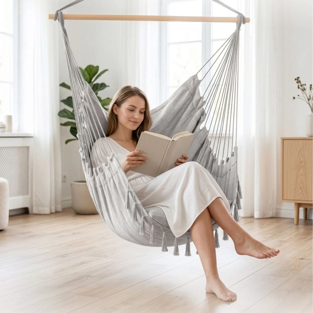 4Fizjo BAHIO Hanging Chair with Cushions, Grey