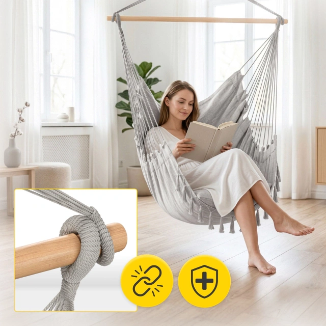 4Fizjo BAHIO Hanging Chair with Cushions, Grey