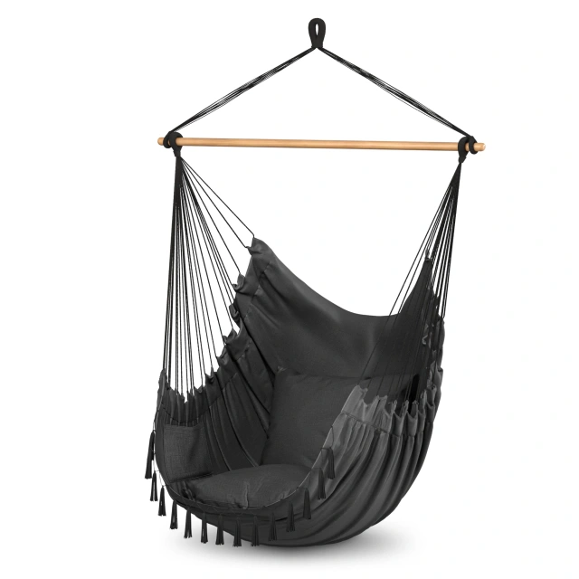 4Fizjo BAHIO Brazilian Hanging Chair with Cushions, Black