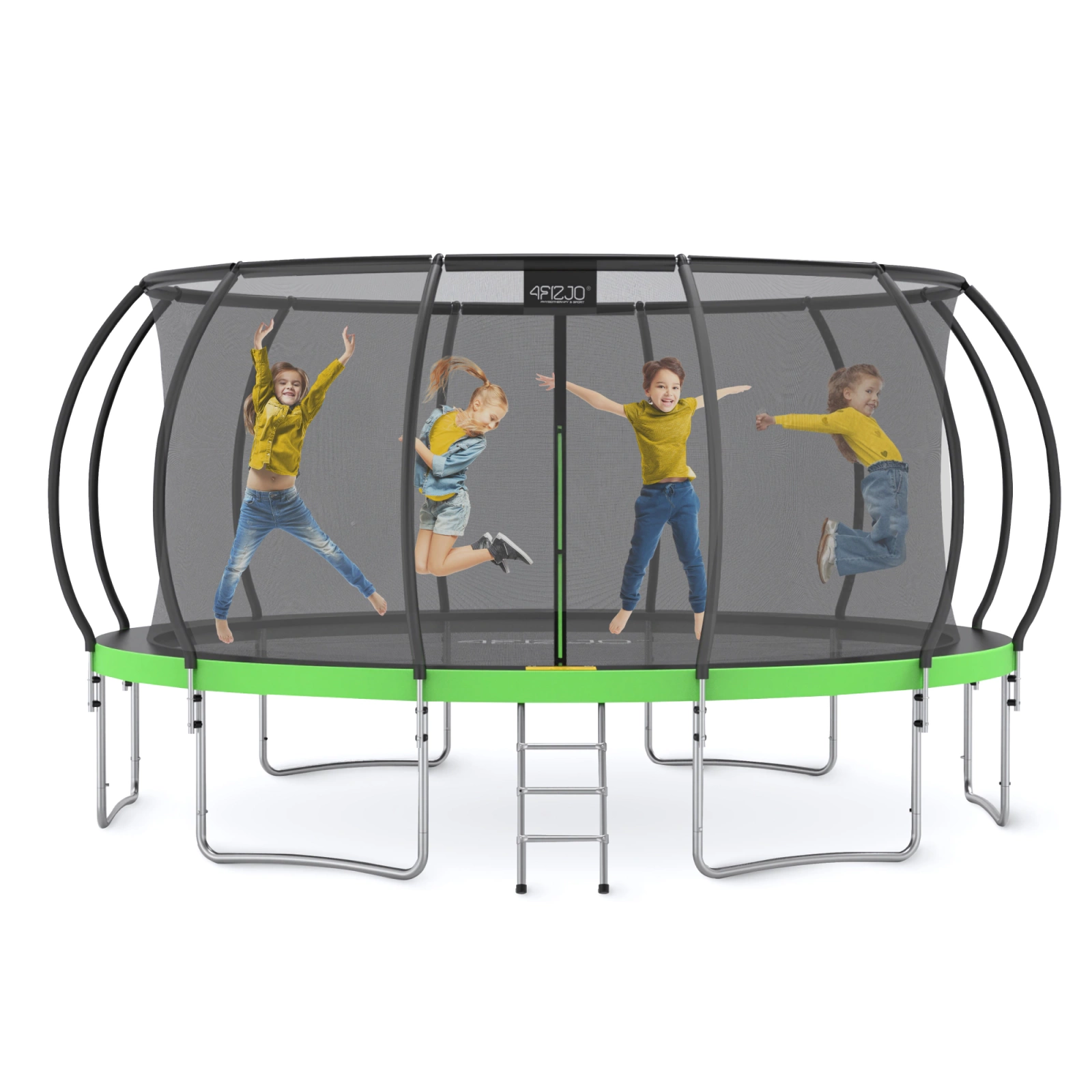 4Fizjo PRO Kids Garden Trampoline 496 cm (16FT), Green/Black