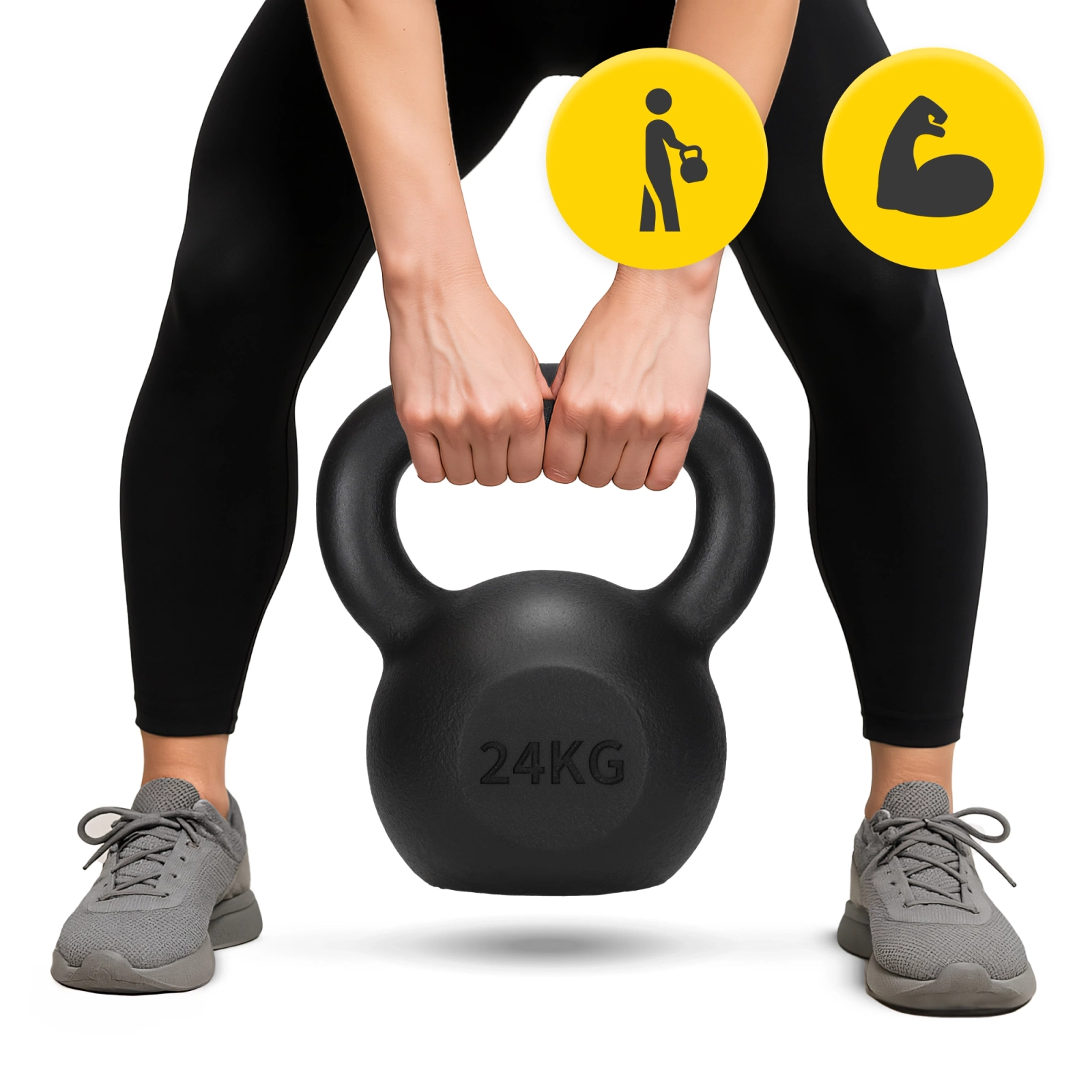 4Fizjo Cast Iron Kettlebell, 24 kg, Black