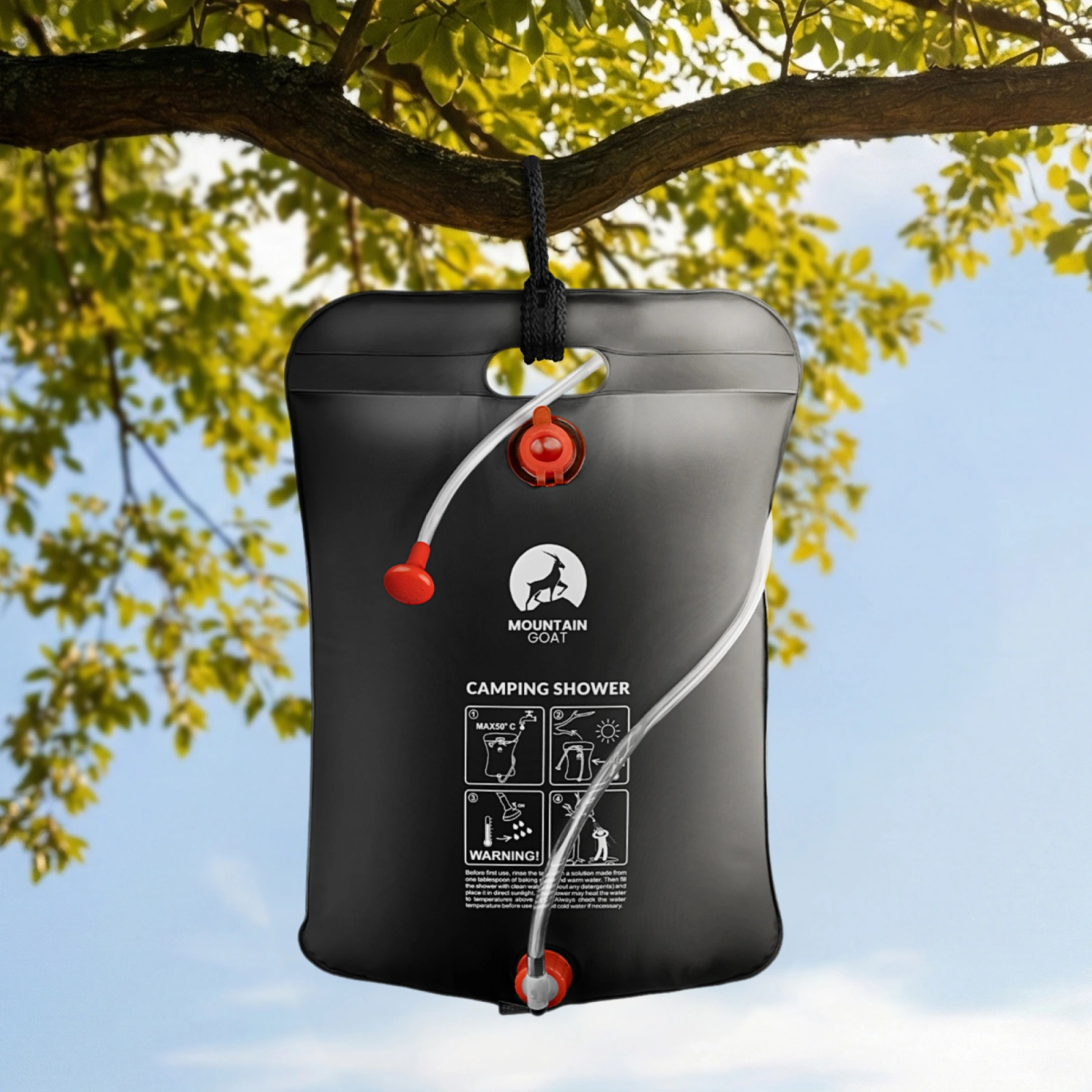 4Fizjo Mountain Goat Solar Camping Shower 20L, Black