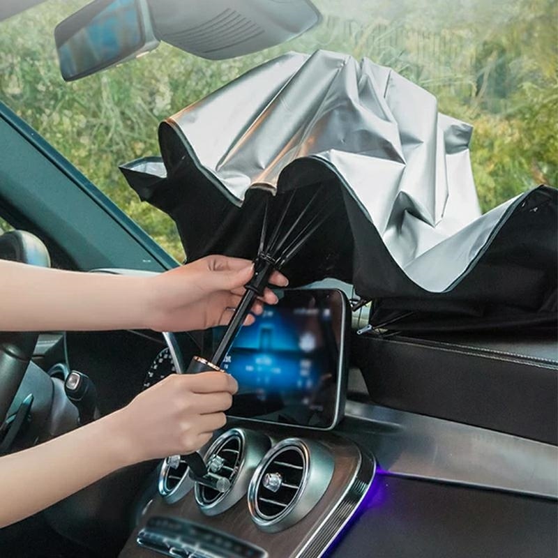 Car Windshield Sun Shade Umbrella, Foldable Sun Visor 140x77 cm (0)