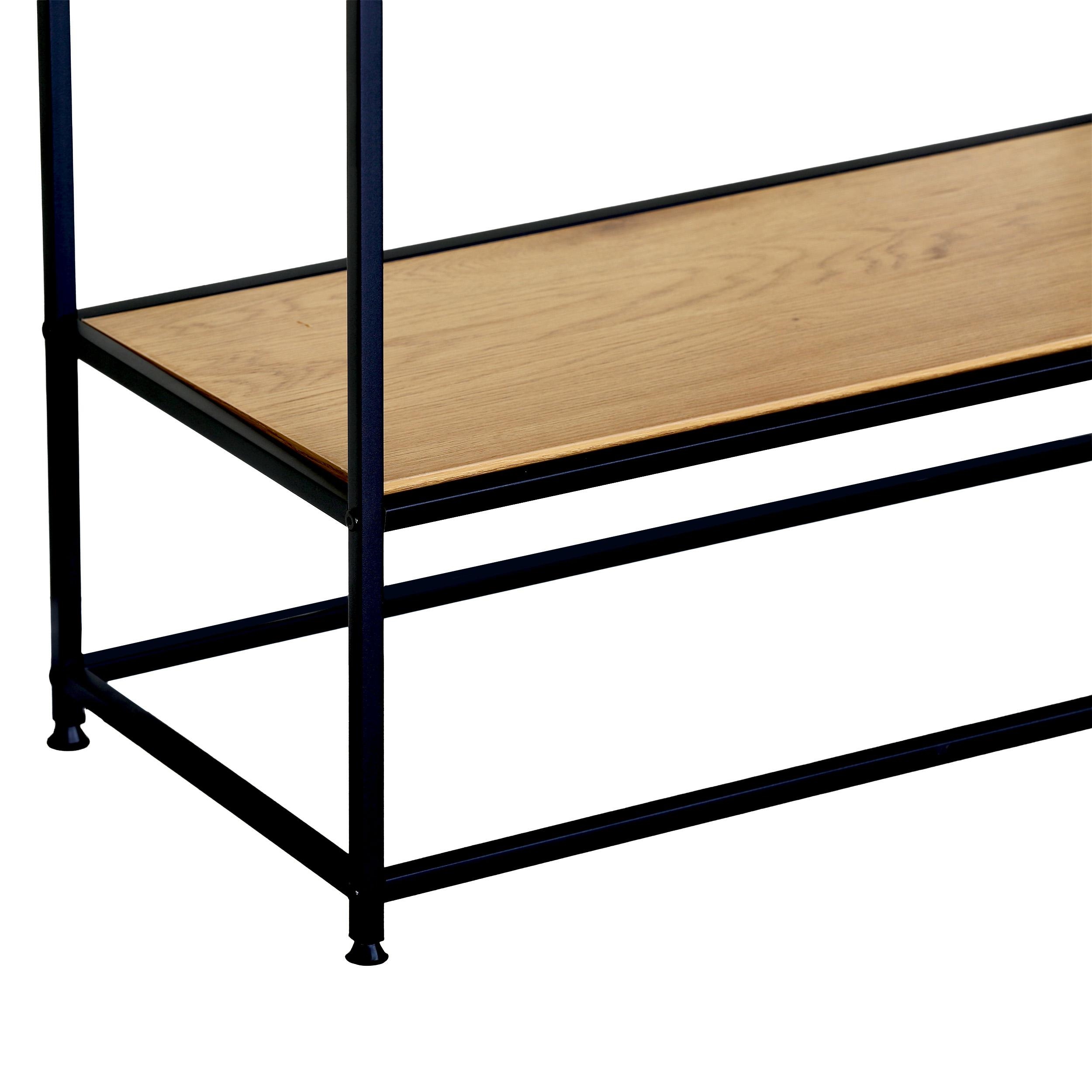 Industrial Console Table with 2 Shelves for Hallway, Black