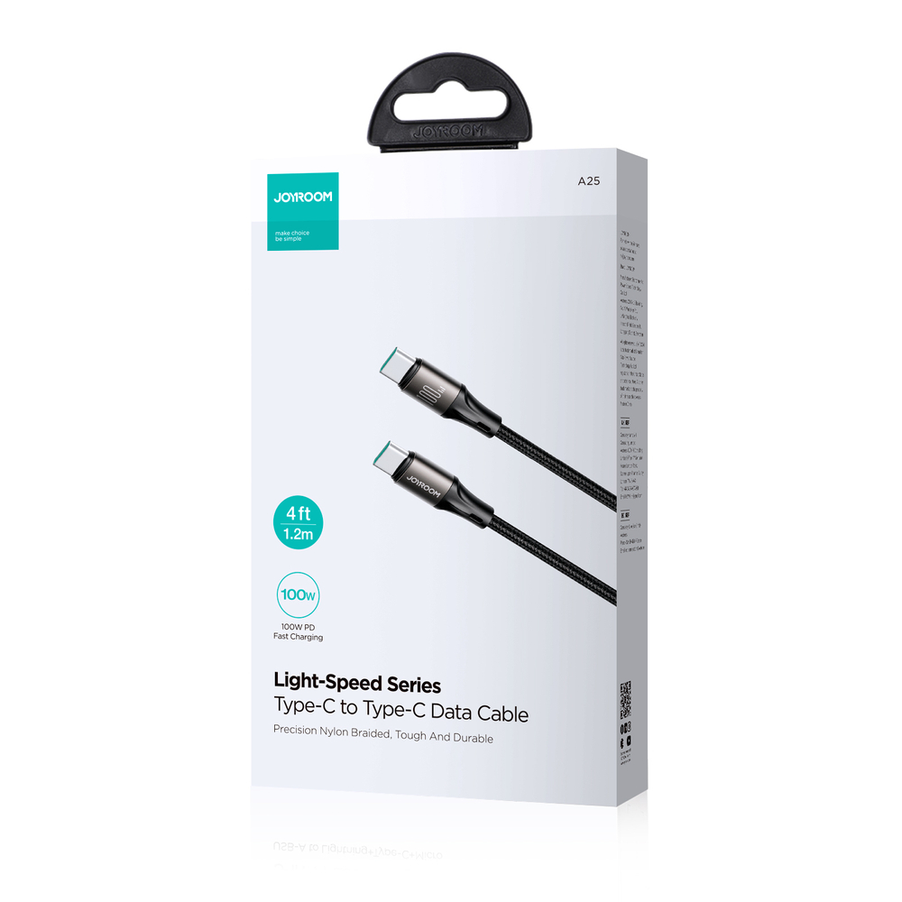 Joyroom Light-Speed Series S-A25 USB-C uz USB-C kabelis, 100W, 1.2m, melns