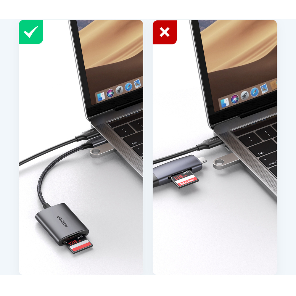 Ugreen CM401 USB-C SD/TF Memory Card Reader, Gray