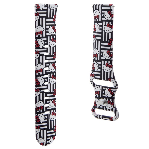 Hello Kitty Silicone Heads & Stripes Universal 20mm Smartwatch Strap, Black