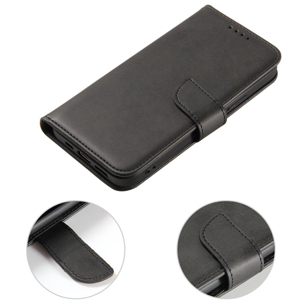 Xiaomi 14 atverams vāciņš maciņš grāmatiņa Magnet Case, melns