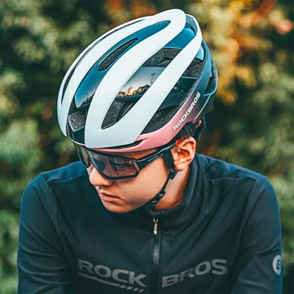 Rockbros 10110004007 Bicycle Helmet, Size L, Blue/Pink