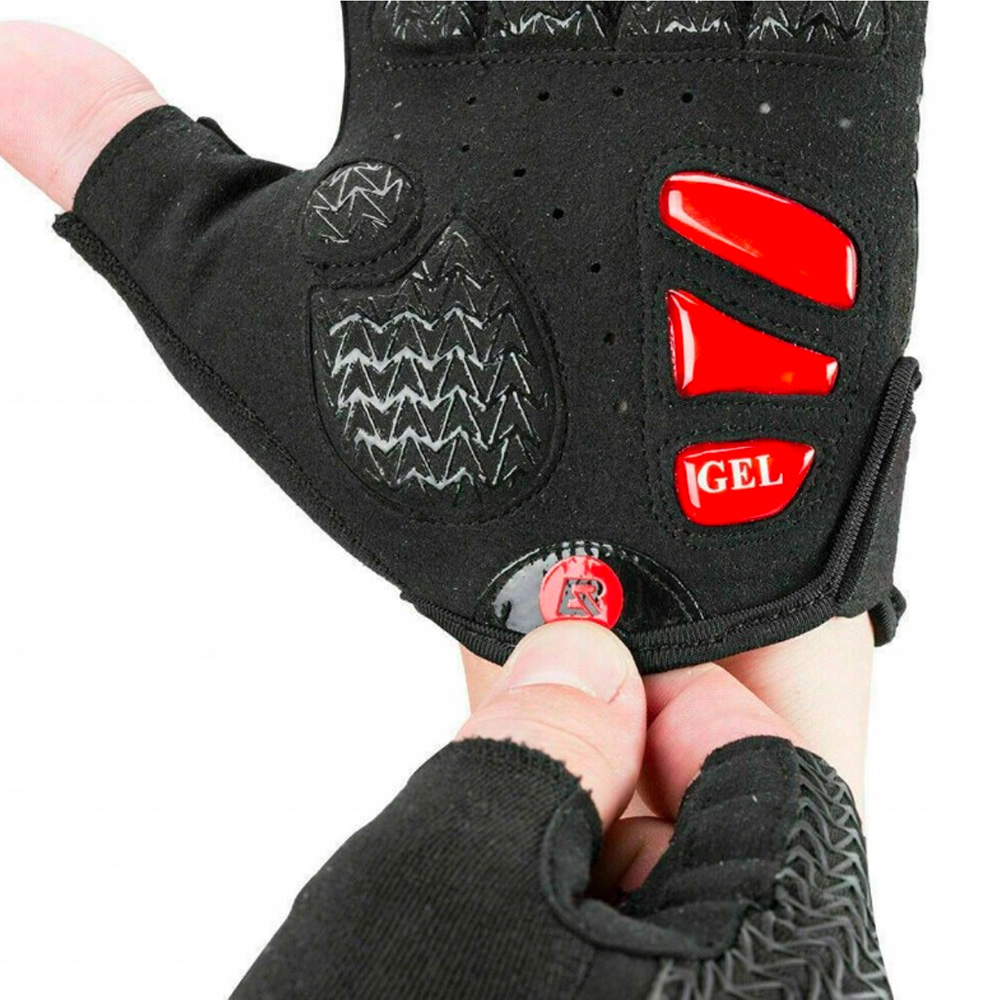 Rockbros S169BR XXL riteņbraukšanas cimdi ar gēla ieliktņiem, melni/sarkani