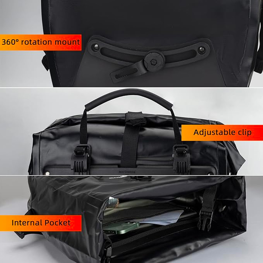 Rockbros 30140022001 Waterproof Bicycle Trunk Bag, Black