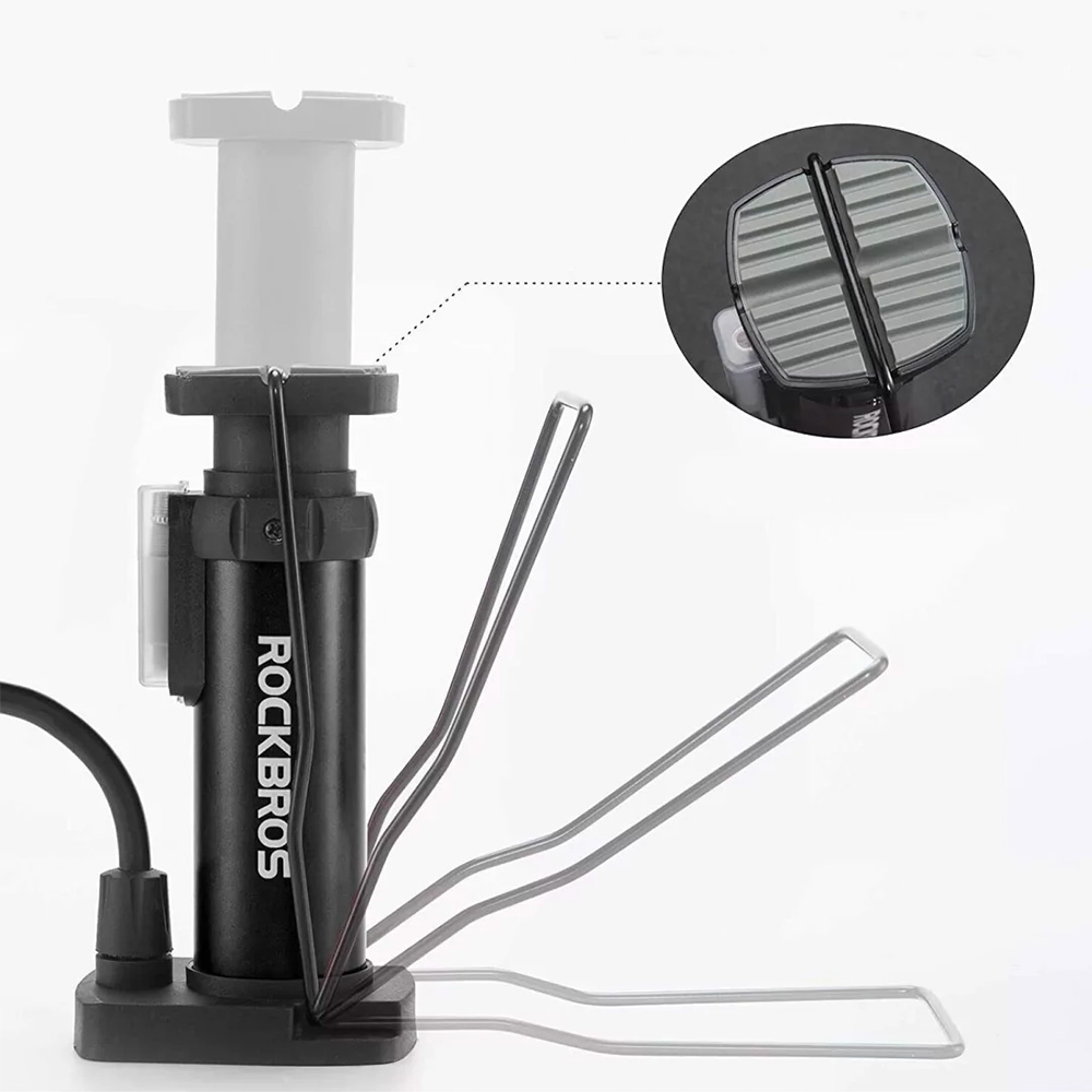 Rockbros 42610002001 Floor Bicycle Pump with Pressure Gauge, Black