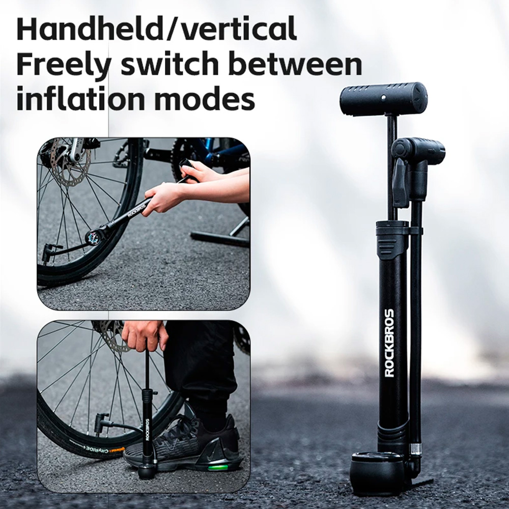 Rockbros 42310006001 Bicycle Pump with Pressure Gauge, Black