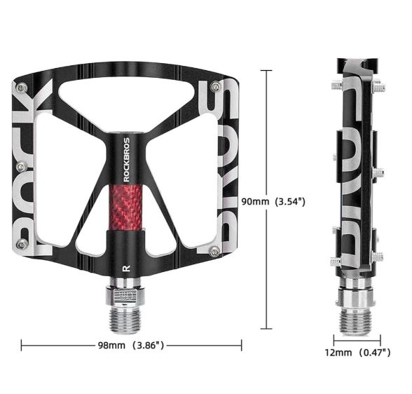 Rockbros 37213071001 Aluminum Alloy Bicycle Pedal Set - Black