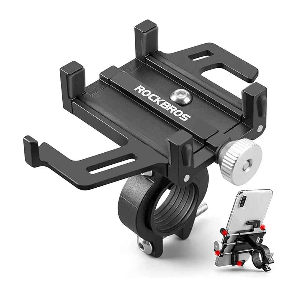 Rockbros 699-BK Aluminum Alloy Bike Phone Holder, Black
