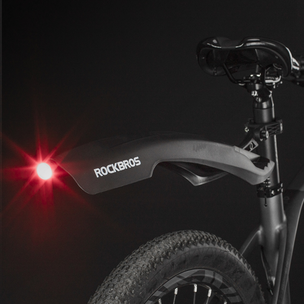 Rockbros DNB8001 Mudguard with Red LED Light, Black