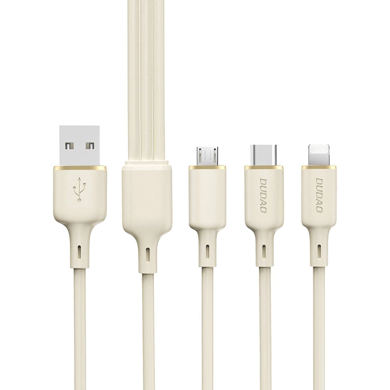Dudao L7SE 3in1 cable USB-C - 2x USB-C / Lightning 66W 1.2m - beige