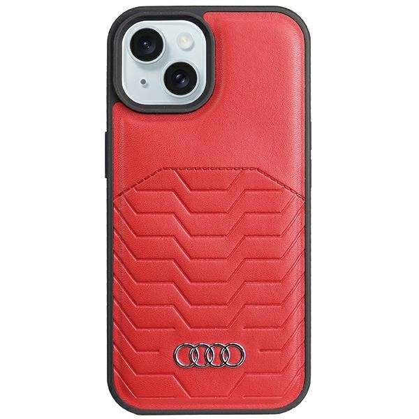 Apple iPhone 14 Plus 6.7'' Audi Synthetic Leather MagSafe Case Cover, Red