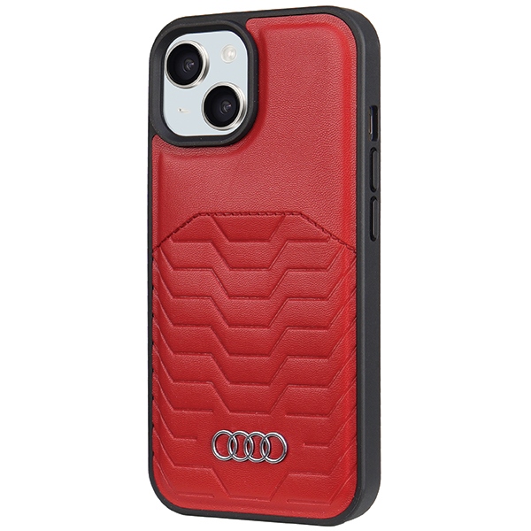 Audi iPhone 15 Plus / 14 Plus Case Synthetic Leather MagSafe, Red