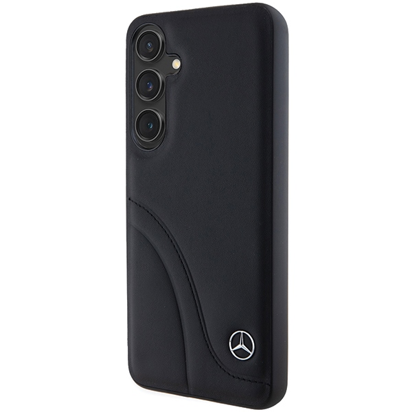 Mercedes Samsung Galaxy S24 Case Leather Curved Stitches, Black