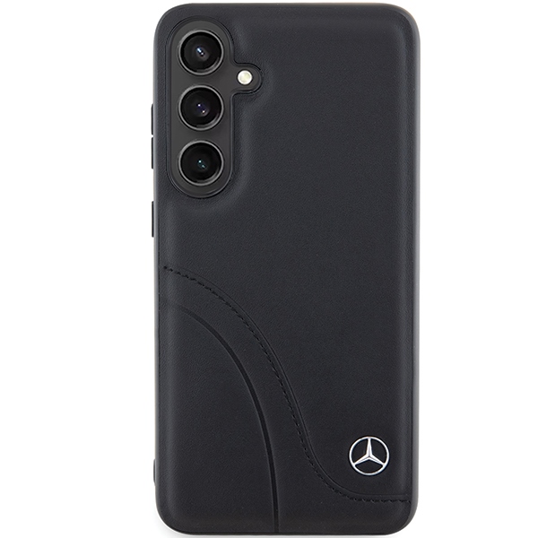 Mercedes Samsung Galaxy S24 Case Leather Curved Stitches, Black