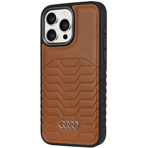 Audi iPhone 14 Pro Max Case Synthetic Leather MagSafe, Brown