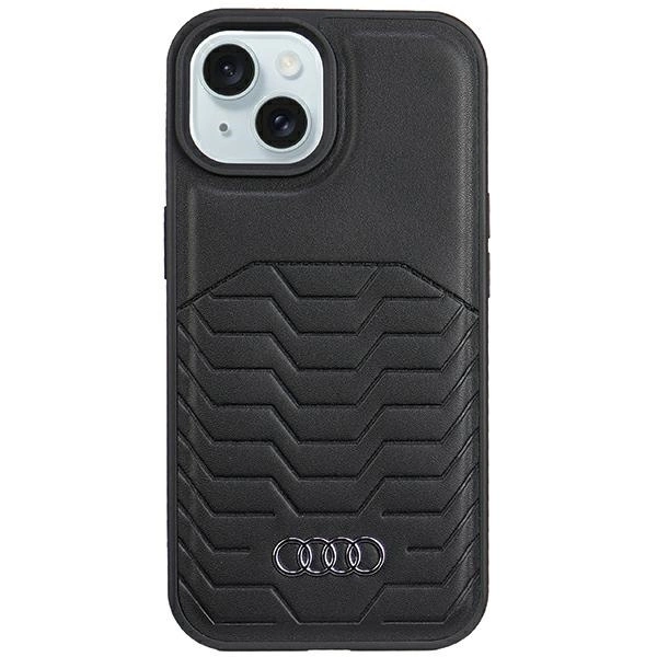 Apple iPhone 15 6.1'' Audi Synthetic Leather MagSafe Case Cover, Black