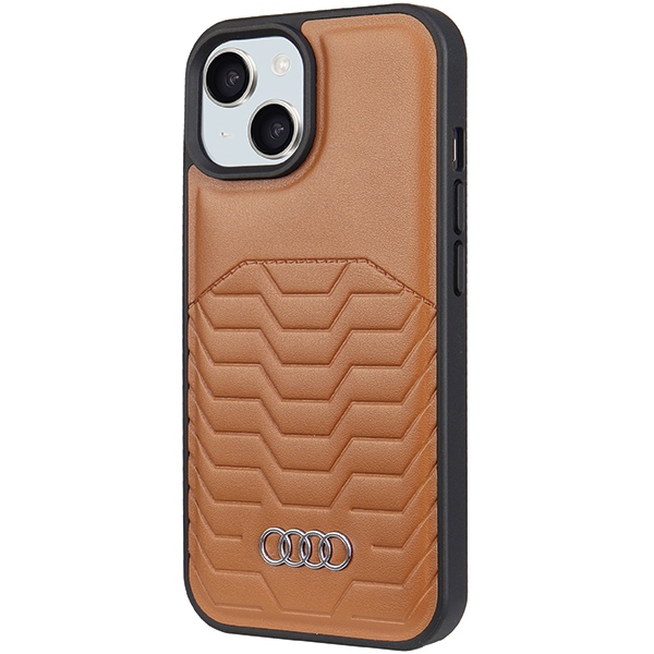 Audi iPhone 15 Plus / 14 Plus Case Synthetic Leather MagSafe, Brown