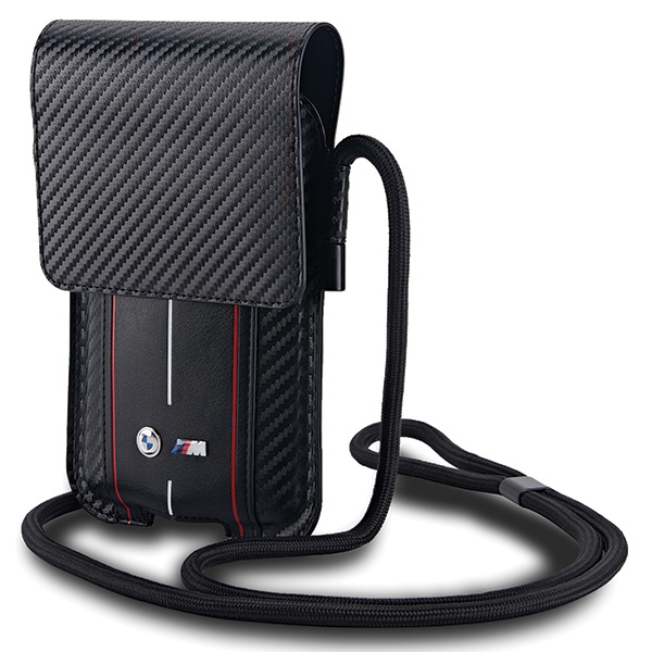 BMW Carbon & Red Stripe phone bag - black